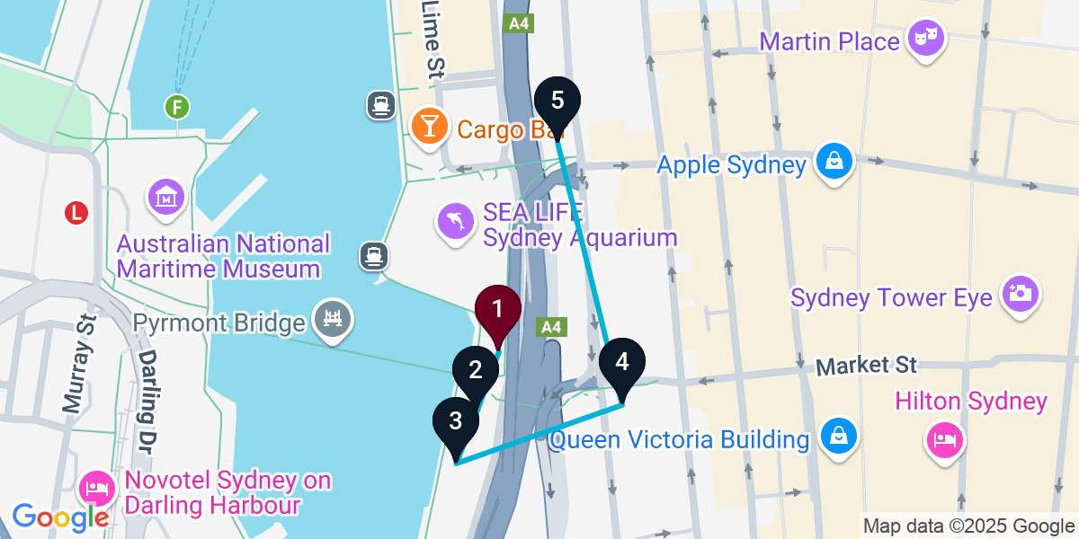 Map for Sydney Pub Crawl: Pizza, Cocktails & Rooftop Vibes