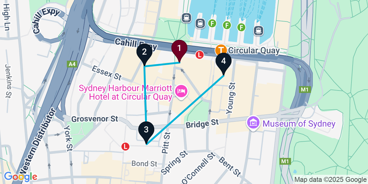 Map for Sydney Pub Crawl: Whiskey, Cocktails, and Gourmet Pizza Fun