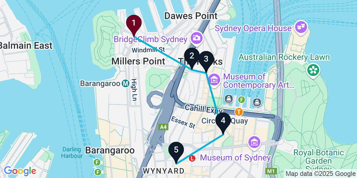 Map for Darling Harbour Restaurant Crawl: Seafood, Sushi, Steak & More