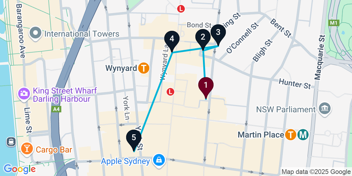 Map for Sydney Grand Pub Crawl: Pints & Vintage Vibes