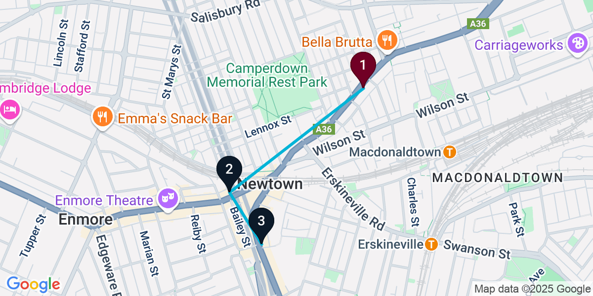 Map for Darling Harbour Restaurant Crawl: Belly Bao, MAIZ Mexican Food, Bloodwood