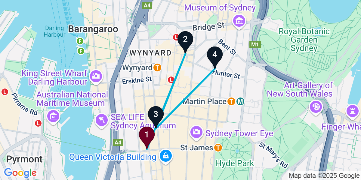 Map for Sydney Cocktail Bar Crawl: Sip & Savor in Style