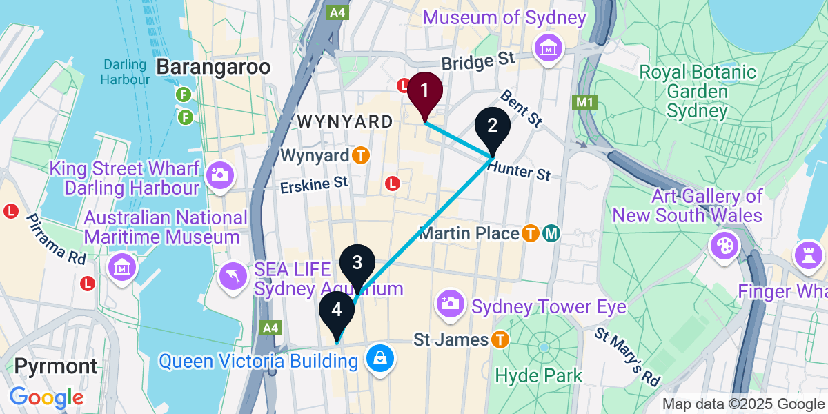 Map for Sydney Cocktail Bar Crawl: Gourmet Pizza & Zodiac Cocktails