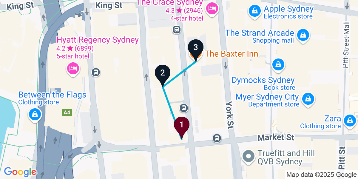 Map for Darling Harbour Cocktail Bar Crawl