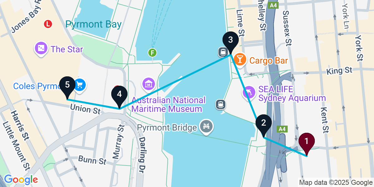 Map for Darling Harbour Cocktail Bar Crawl: Cheers to Good Times!
