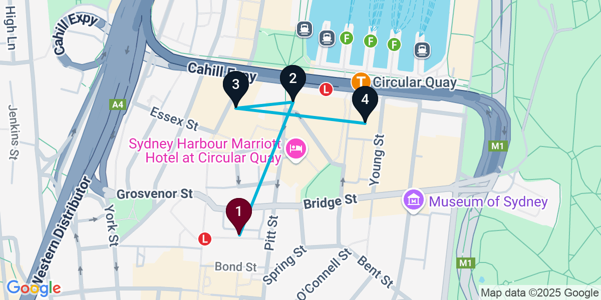 Map for Sydney Classy 1920s Pub Crawl