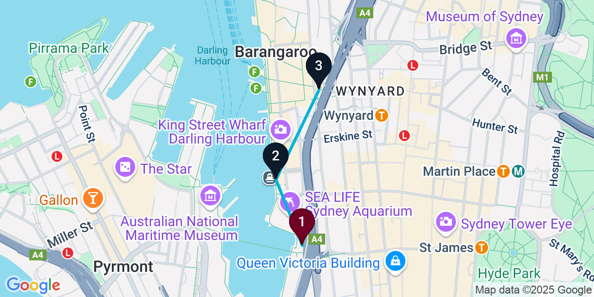 Map for Sydney Rooftop Pub Crawl: Pizza, Cocktails & Water Views