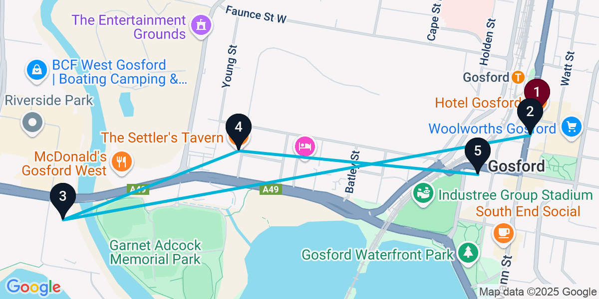 Map for Gosford General Pub Crawl - Explore 5 Unmissable Venues