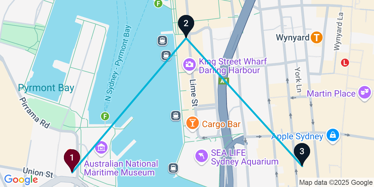 Map for Darling Harbour Brewery Pub Crawl: Craft Beer, Rooftop, Cocktails