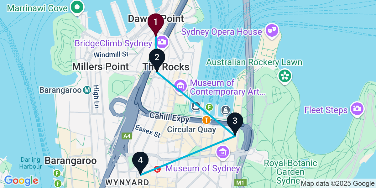 Map for Darling Harbour Rooftop Pub Crawl Extravaganza