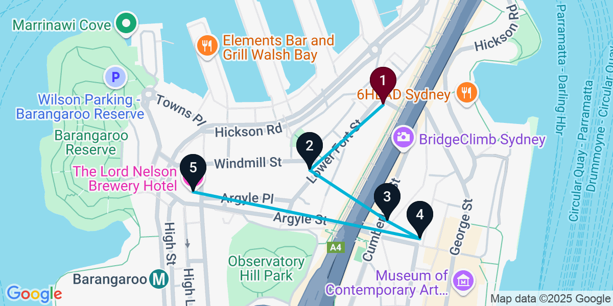 Map for Darling Harbour Pub Crawl: Rooftop Views & Live Music