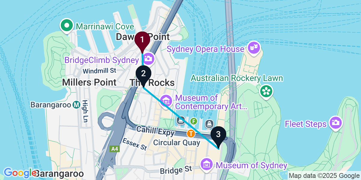 Map for Darling Harbour Rooftop Pub Crawl Extravaganza
