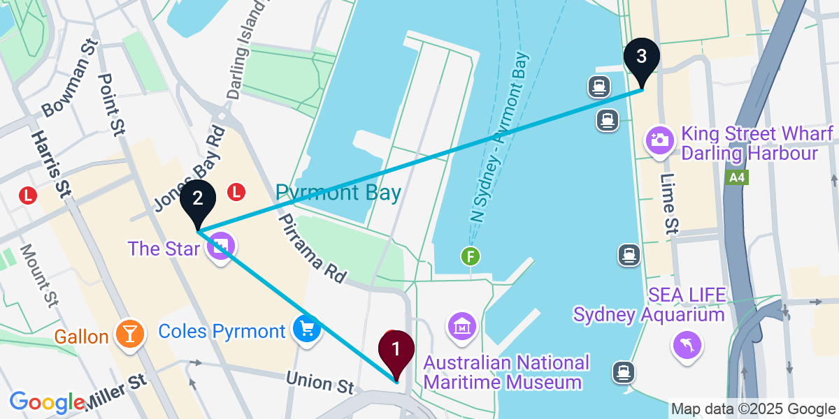 Map for Darling Harbour Craft Beer & Seafood Pub Crawl