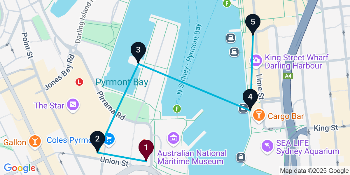 Map for Darling Harbour Cocktail Bar Crawl: Sip & Socialize
