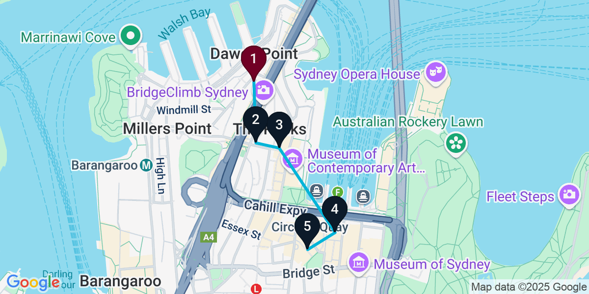 Map for Darling Harbour Upscale Restaurant Crawl