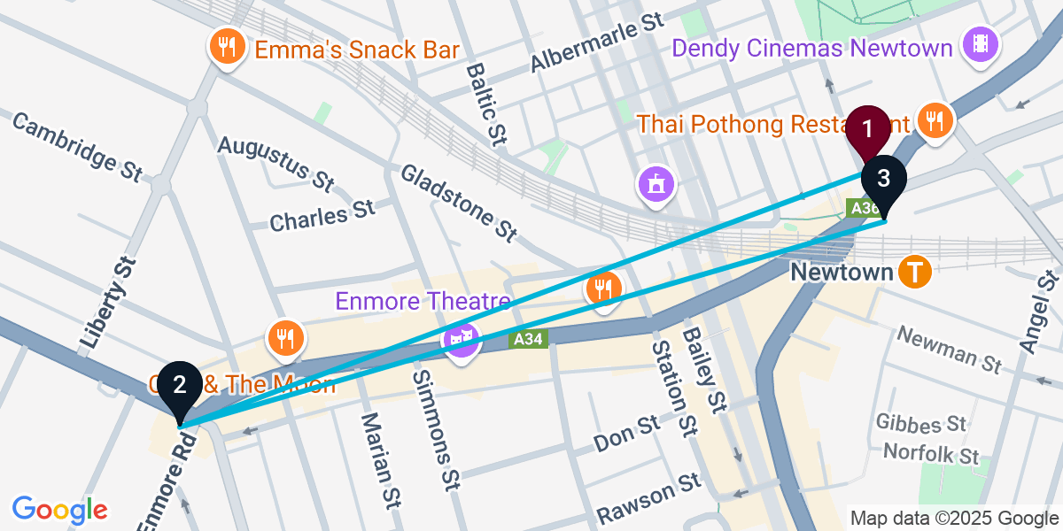 Map for Rooftop Pub Crawl in Erskineville
