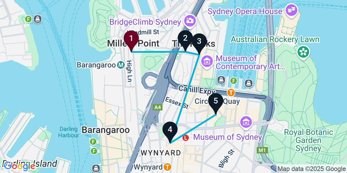 Map for Darling Harbour Restaurant Crawl: Fine Dining & Cocktails