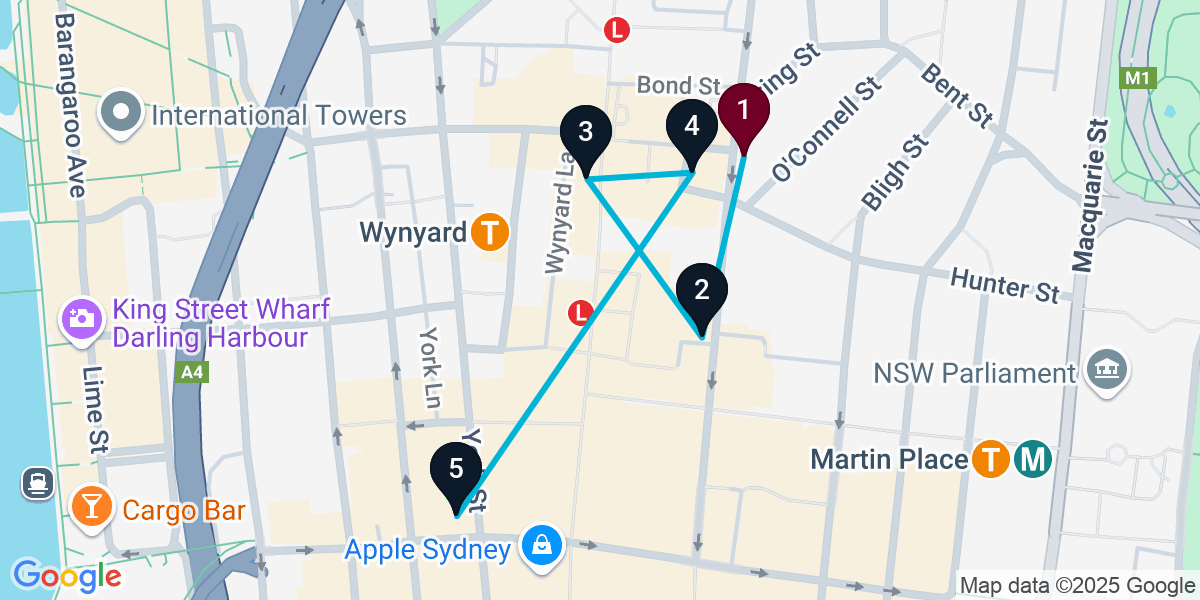 Map for Sydney Pub Crawl: Classy Cocktails & Pub Fare Fun