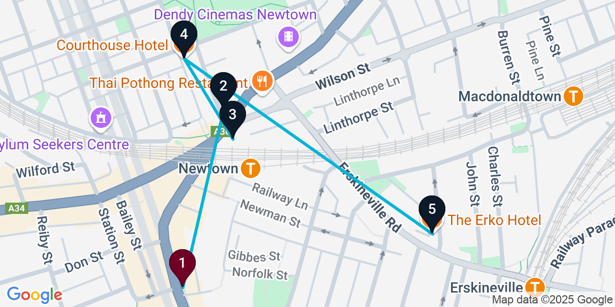 Map for New South Wales General Pub Crawl: Foodie Adventure
