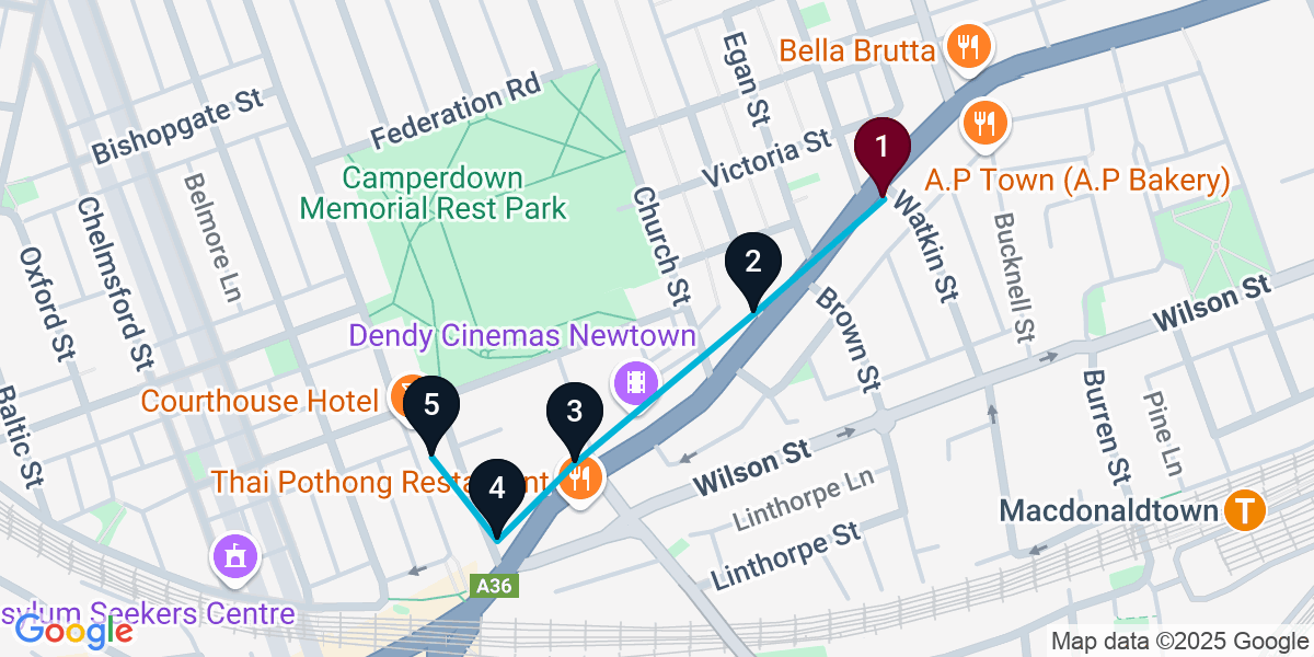 Map for Darling Harbour Pub Crawl: Rooftop, Cocktail Bar, Hearty Pub Grub