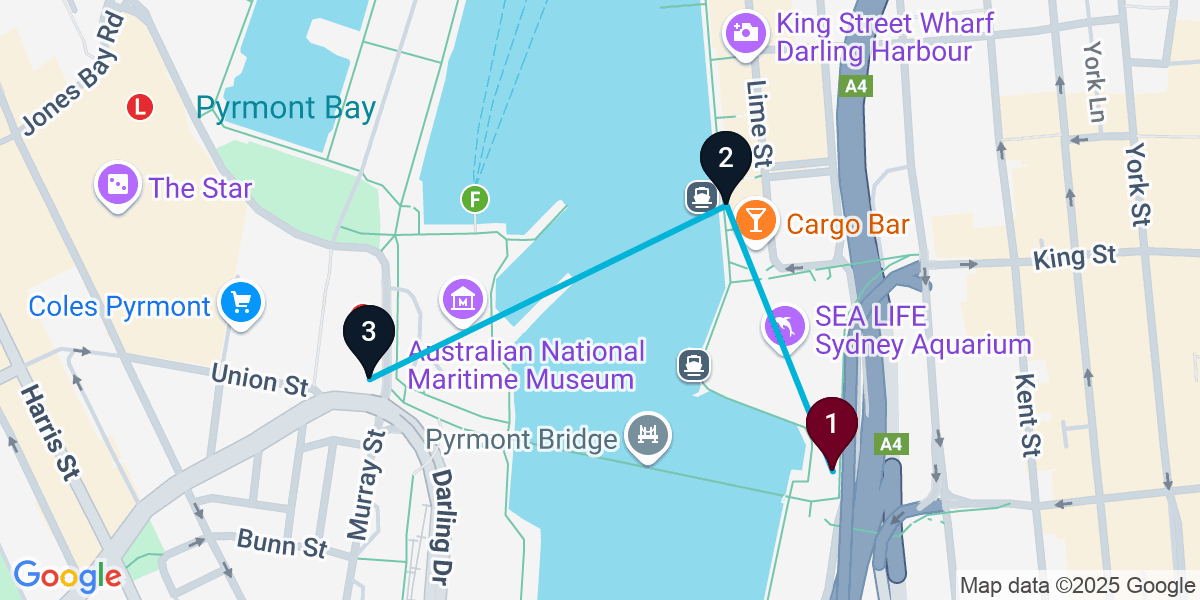 Map for Darling Harbour Rooftop Pub Crawl