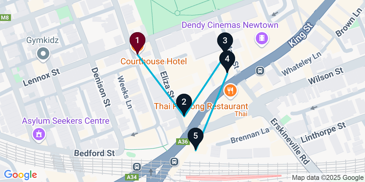 Map for Darling Harbour Cocktail Bar Crawl: Burgers, Craft Brews & Rooftop Vibes