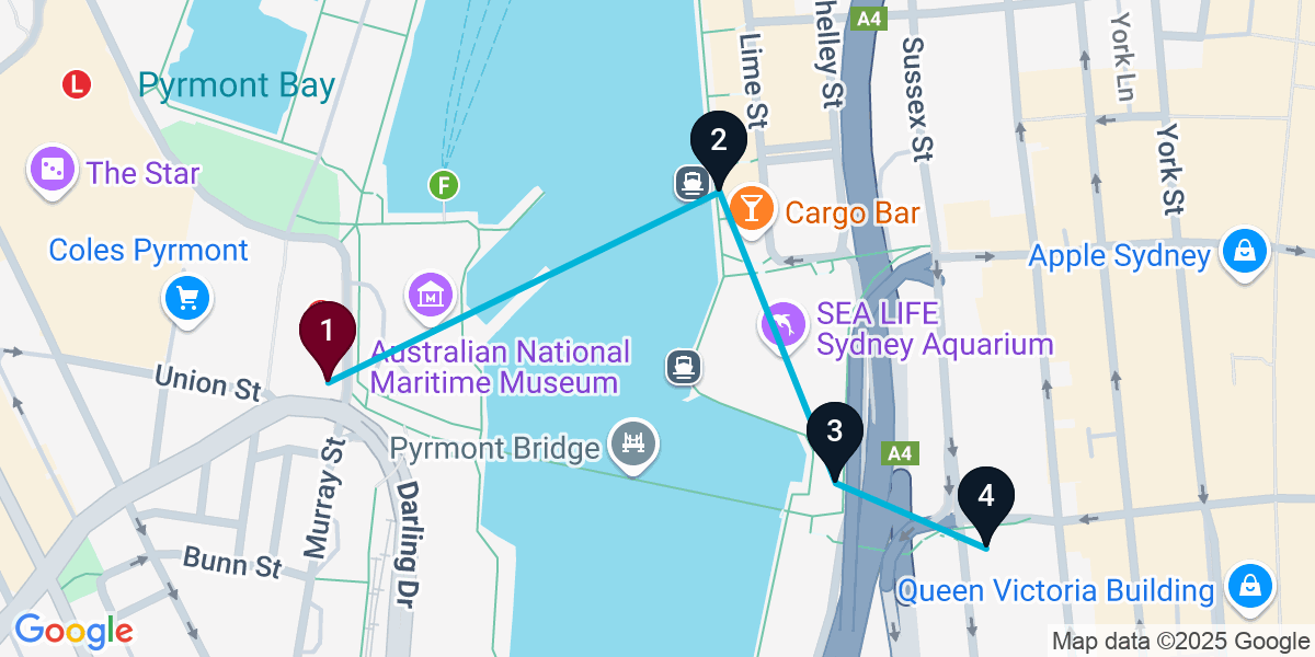 Map for Darling Harbour Cocktail Bar Crawl: Sip & Socialize by the Waterfront