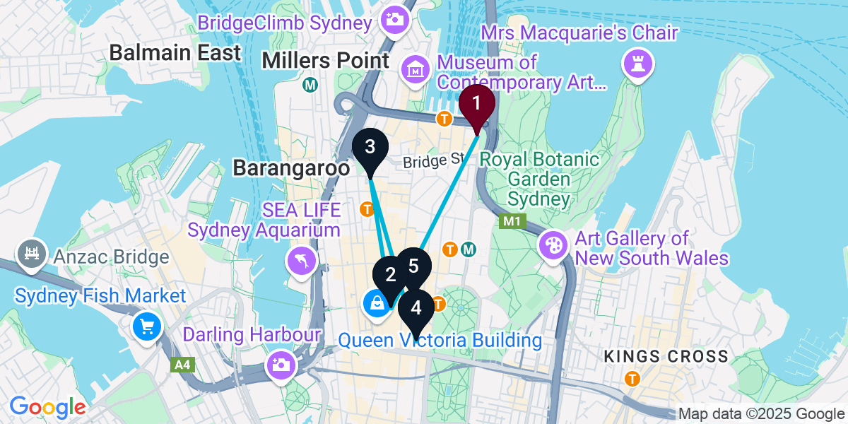 Map for The Rocks General Pub Crawl Extravaganza