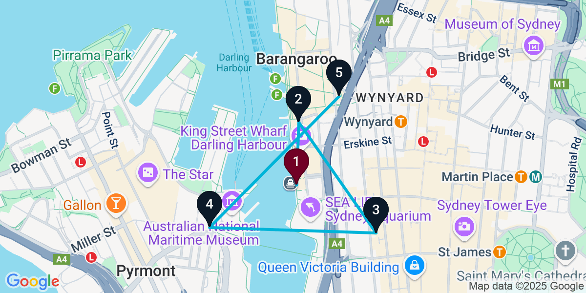 Map for Darling Harbour Cocktail Bar Crawl: Sip & Explore the Waterfront