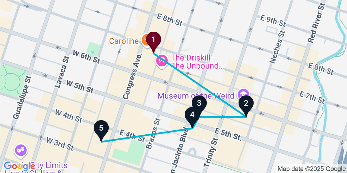 Map for Awesome Bar Crawl in Austin