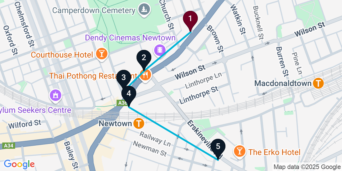 Map for Darling Harbour Rooftop Pub Crawl: Sunset Views & Cocktails