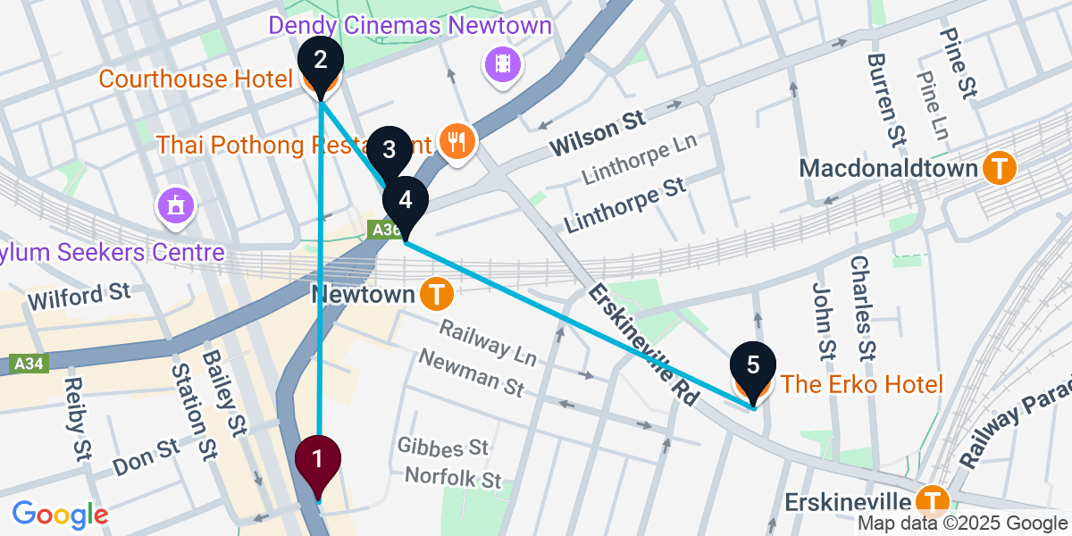 Map for Newtown Night Out: General Pub Crawl Fun