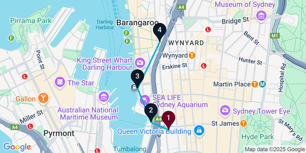 Map for Sydney Cocktail Bar Pub Crawl: Sip & Savor in Style