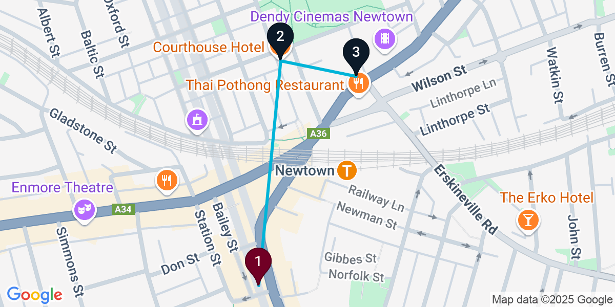Map for Darling Harbour Cocktail Bar Crawl