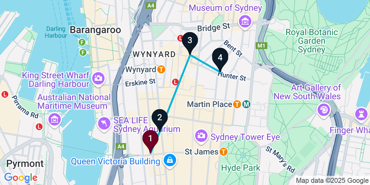 Map for Sydney Cocktail Bar Crawl: Sip & Savour in Style