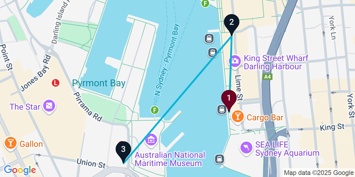 Map for Darling Harbour Rooftop Pub Crawl