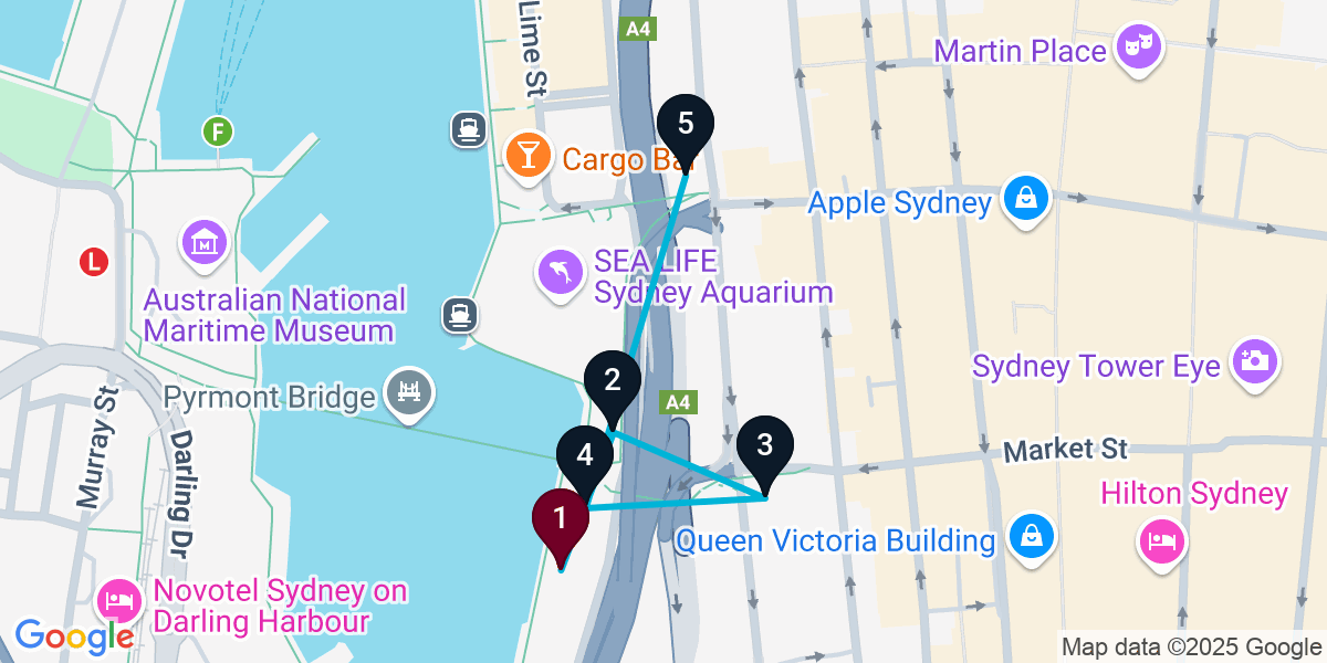 Map for Sydney Pub Crawl: Mediterranean Fare and Cocktails Galore