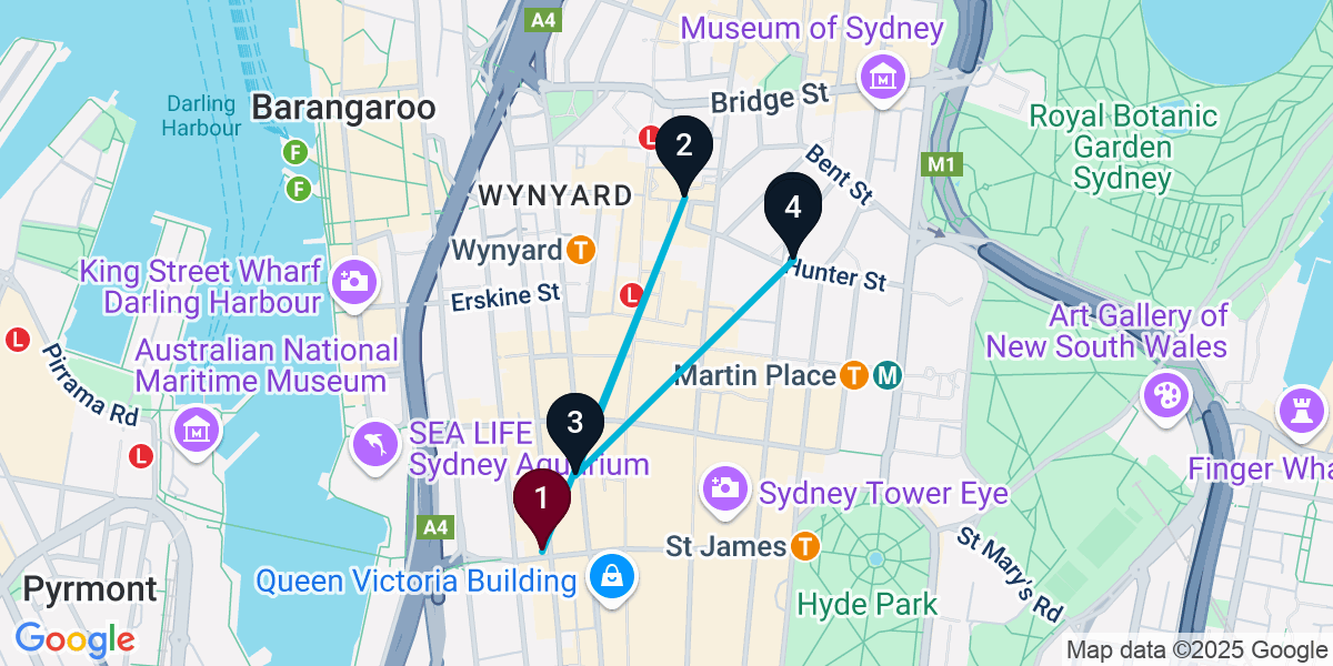 Map for Sydney Cocktail Bar Crawl: Sip & Savor in Style