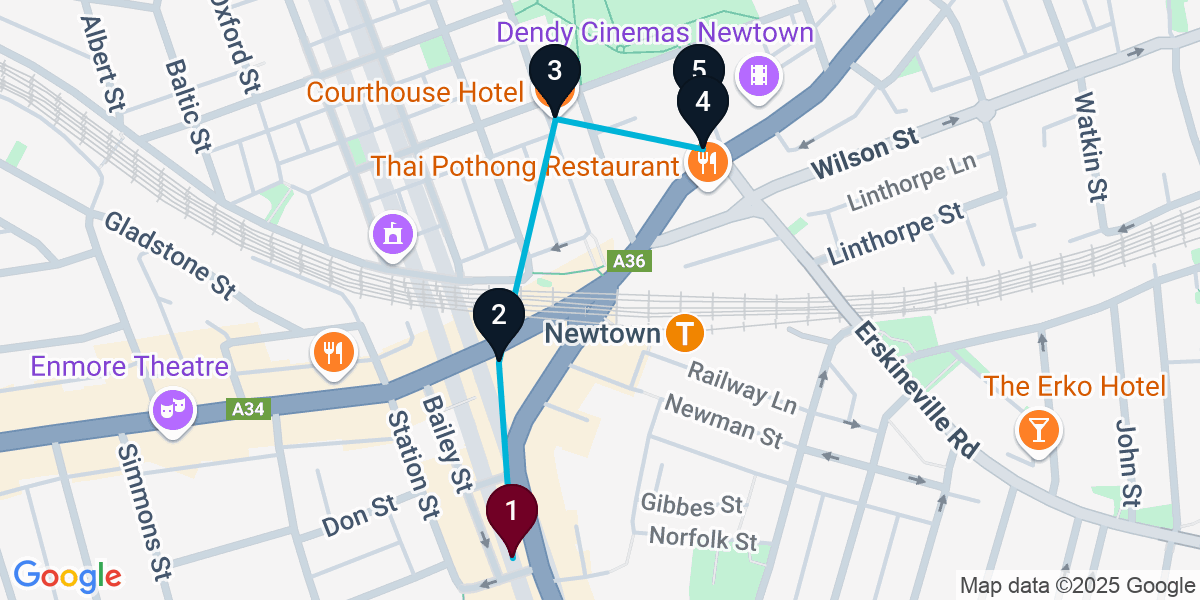 Map for Darling Harbour Cocktail Bar Crawl: A Night of Craft Cocktails & New Orleans Vibes