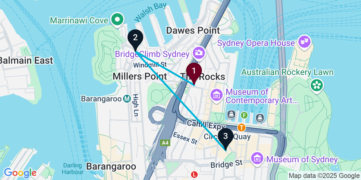 Map for Darling Harbour Wine Bar Crawl: Sake, Seafood, and Italian Delights