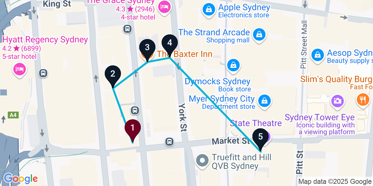 Map for Darling Harbour Cocktail Bar Crawl: Sip and Explore in Style