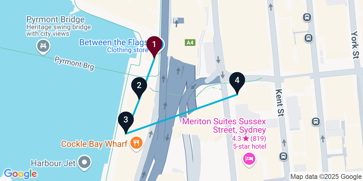 Map for Sydney Pub Crawl: Food, Cocktails & Water Views