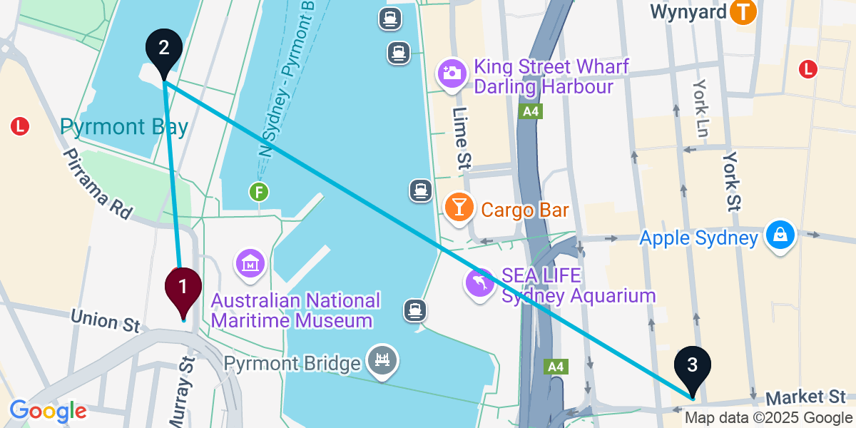 Map for Darling Harbour Wine Bar Crawl