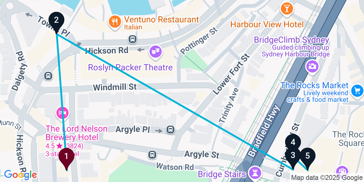 Map for Darling Harbour Cocktail Bar Pub Crawl