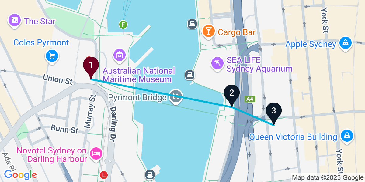 Map for Darling Harbour Cocktail Bar Crawl