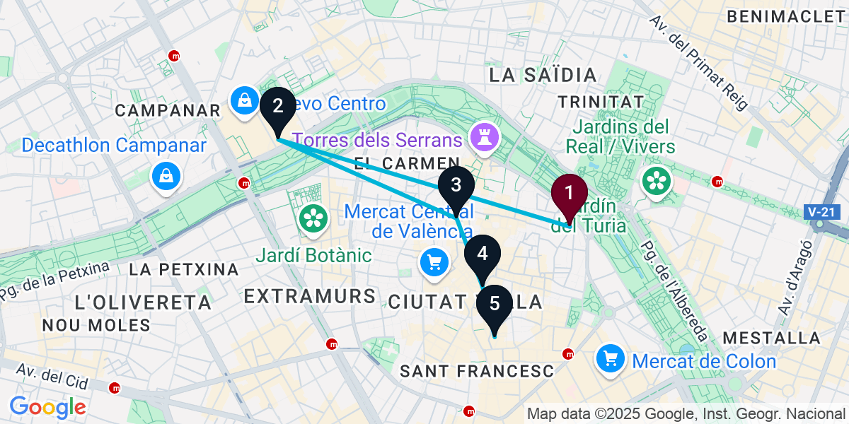 Map for Valencia General Pub Crawl - Explore 5 Hotspots!