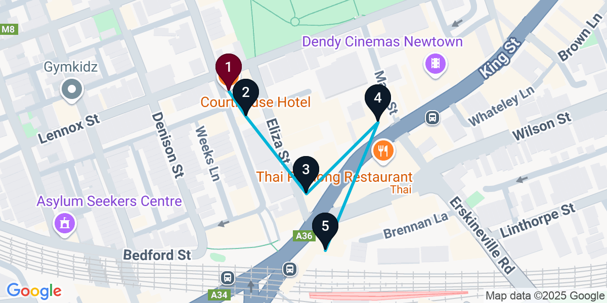 Map for Darling Harbour Pub Crawl: Burgers and Brews Adventure