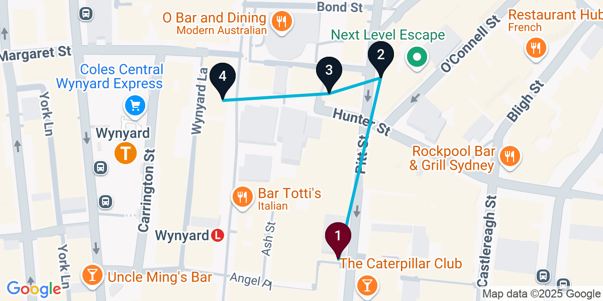 Map for Sydney Pub Crawl: Vintage Taverns & Craft Cocktails