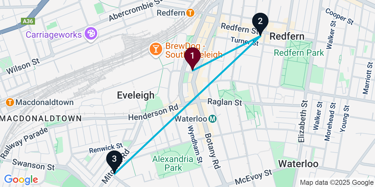Map for Darling Harbour Restaurant Crawl