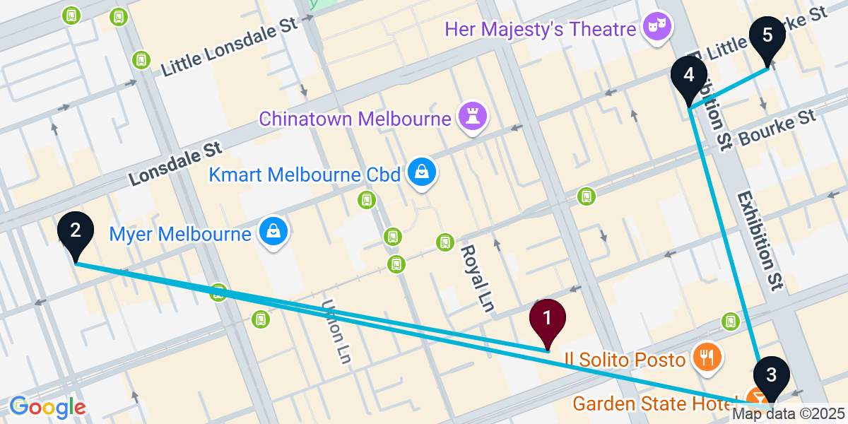 Map for Victoria General Pub Crawl: Food-Centric Fun
